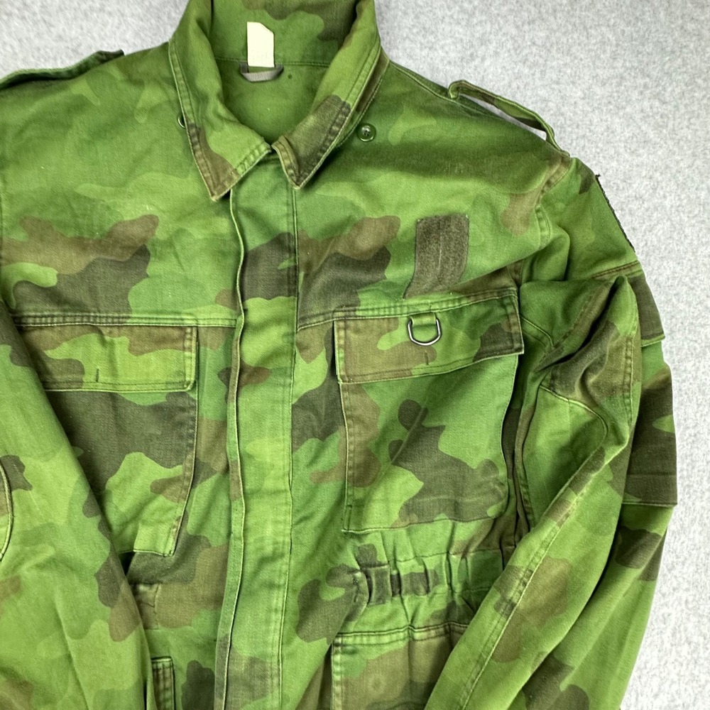Vintage Serbian Military Camo Field Jacket Green Woodland Utility Coat XL FLAW